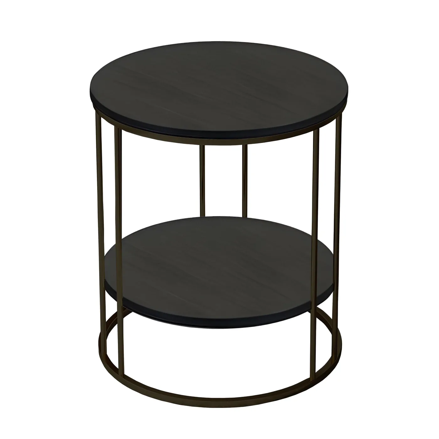 Two-Tier Round Side Table, Black · Medium · Colonial