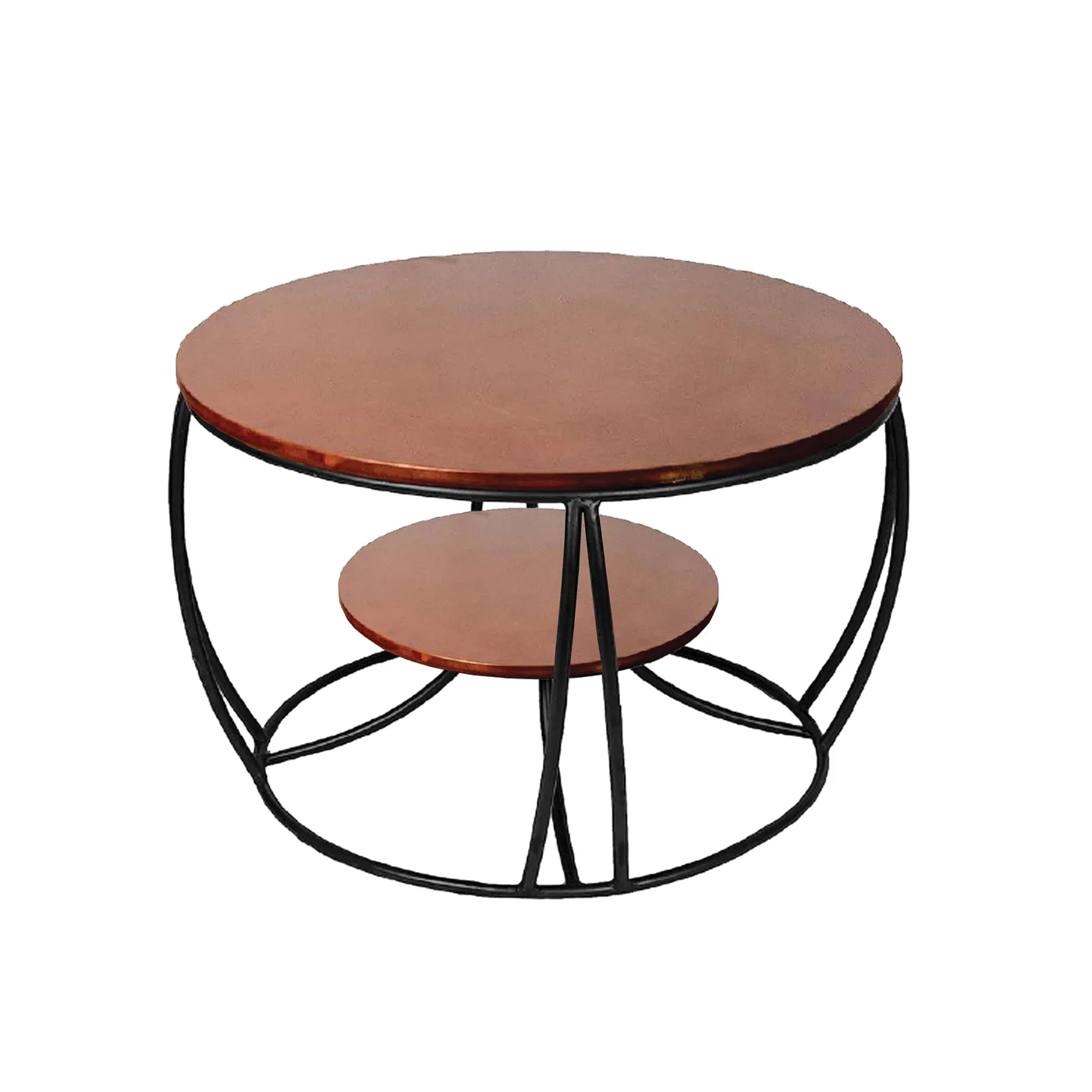Two-Tier Curved-Frame Coffee Table, Black and Gold · Medium · Cabin