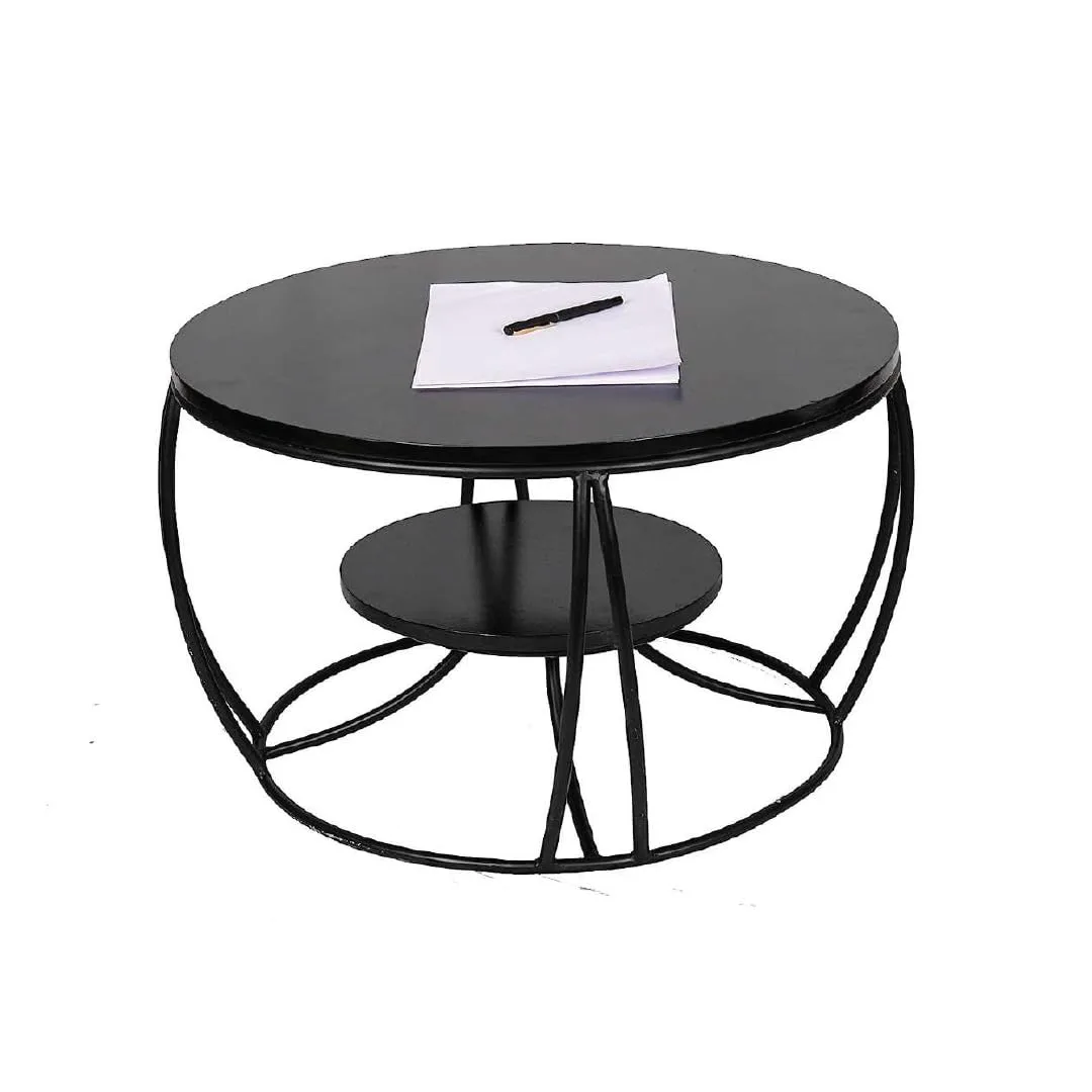 Two-Tier Curved-Frame Coffee Table, Black · Medium