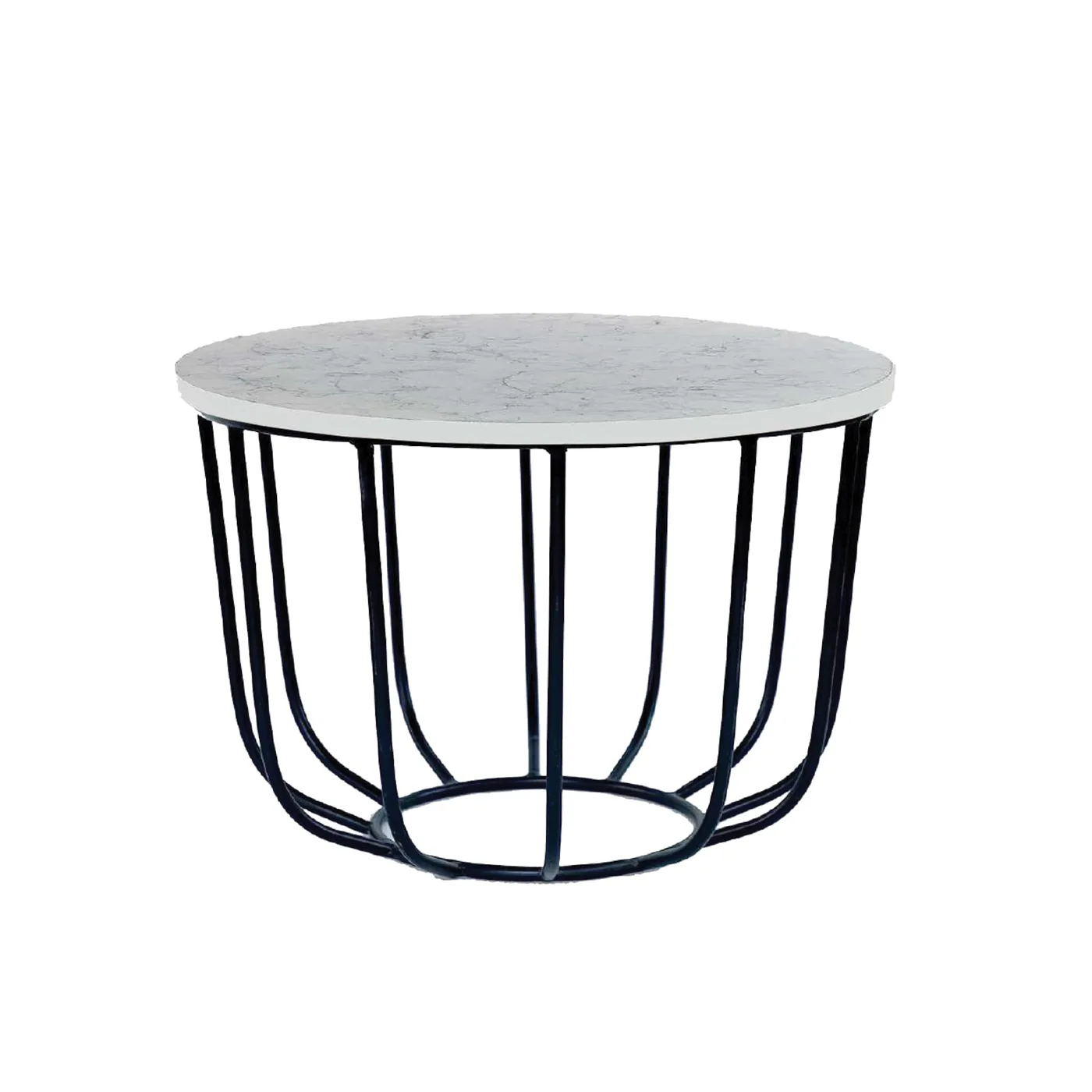 Loop-Frame Round Coffee Table, White and Black · Medium
