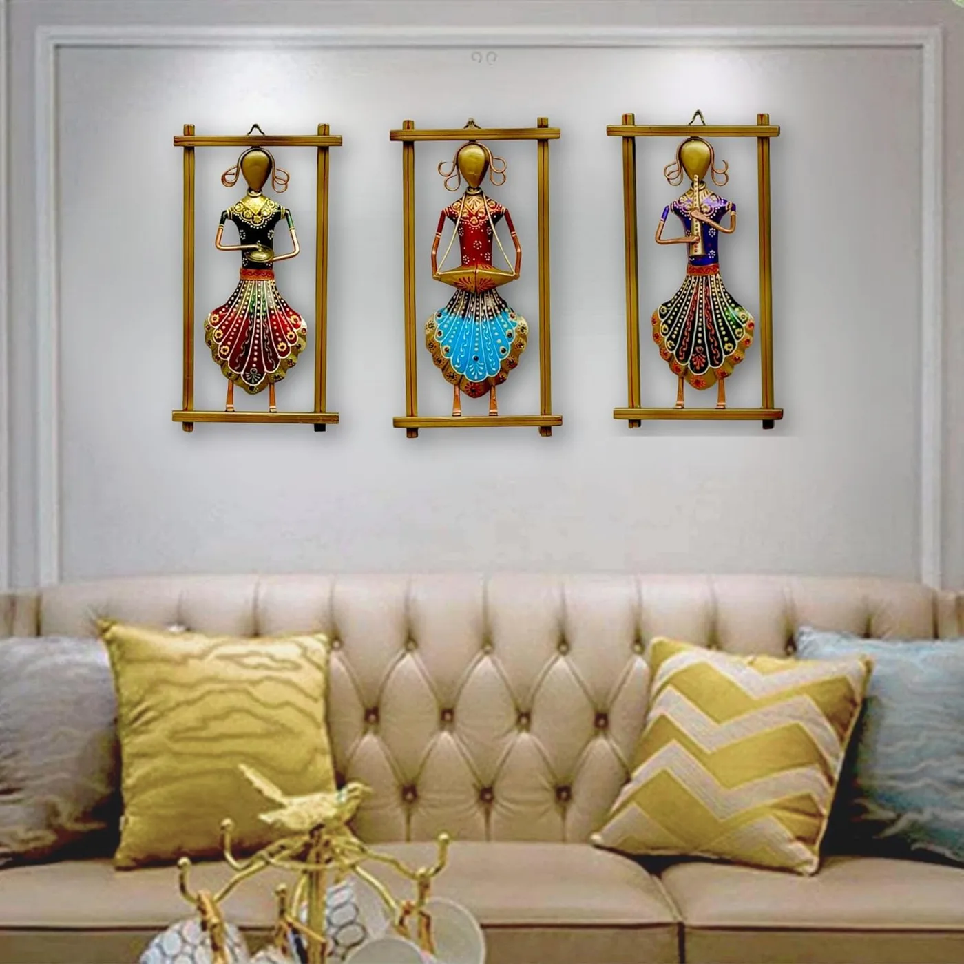 Indian Lady Wall Sculpture Set of Three