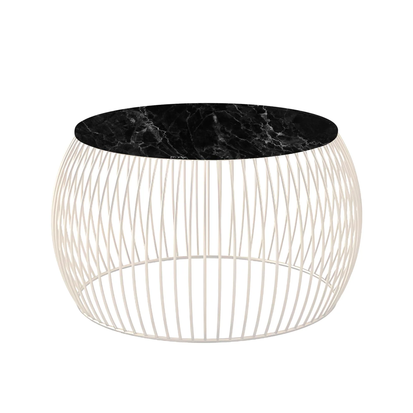 Flared-Wire Coffee Table, White with Marble Black · Medium