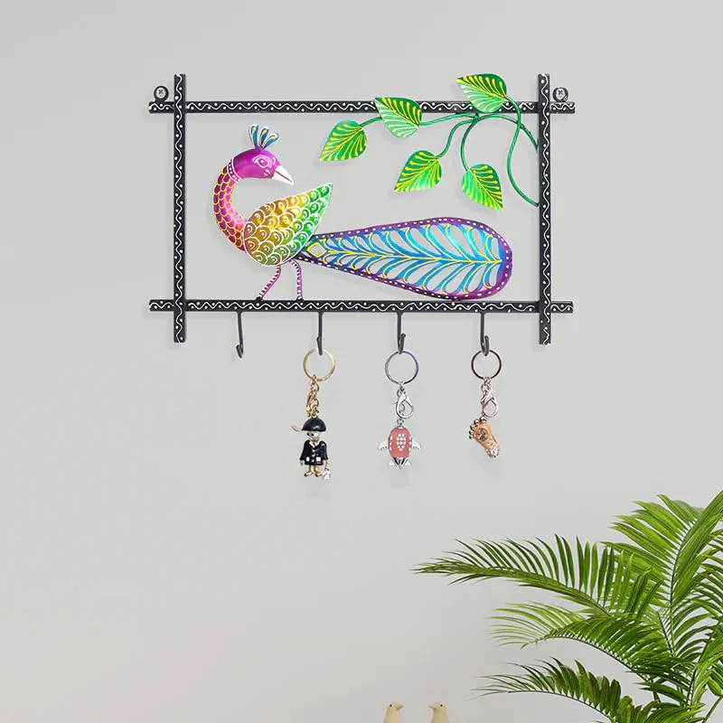 Multicolour Peacock Key Holder