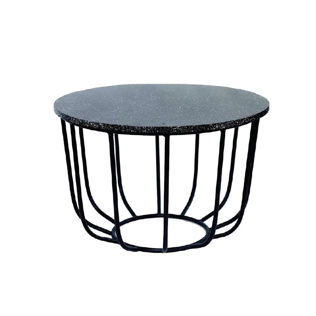 Loop-Frame Round Coffee Table, All Black · Medium