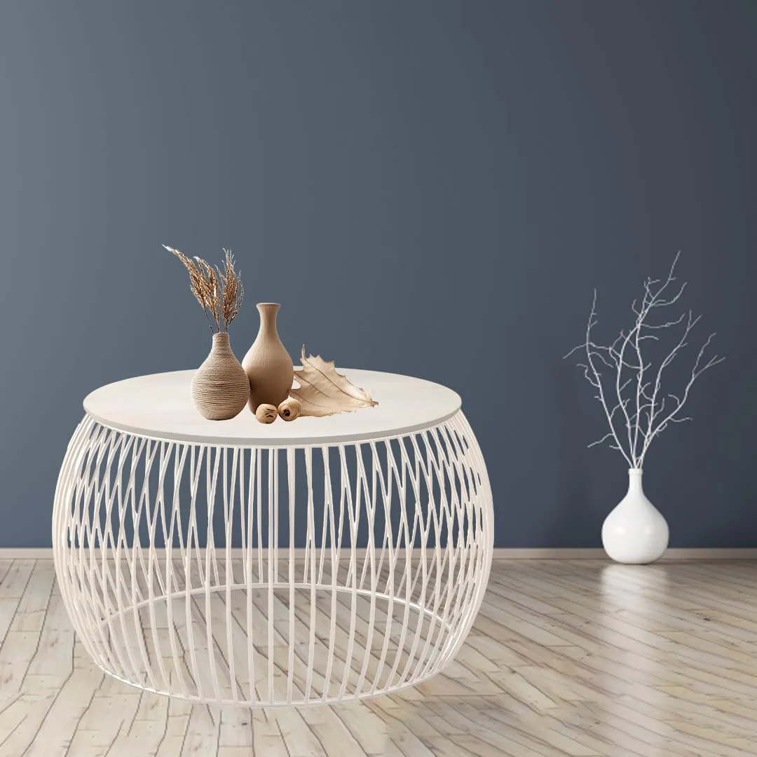 Flared-Wire Coffee Table, All White · Medium