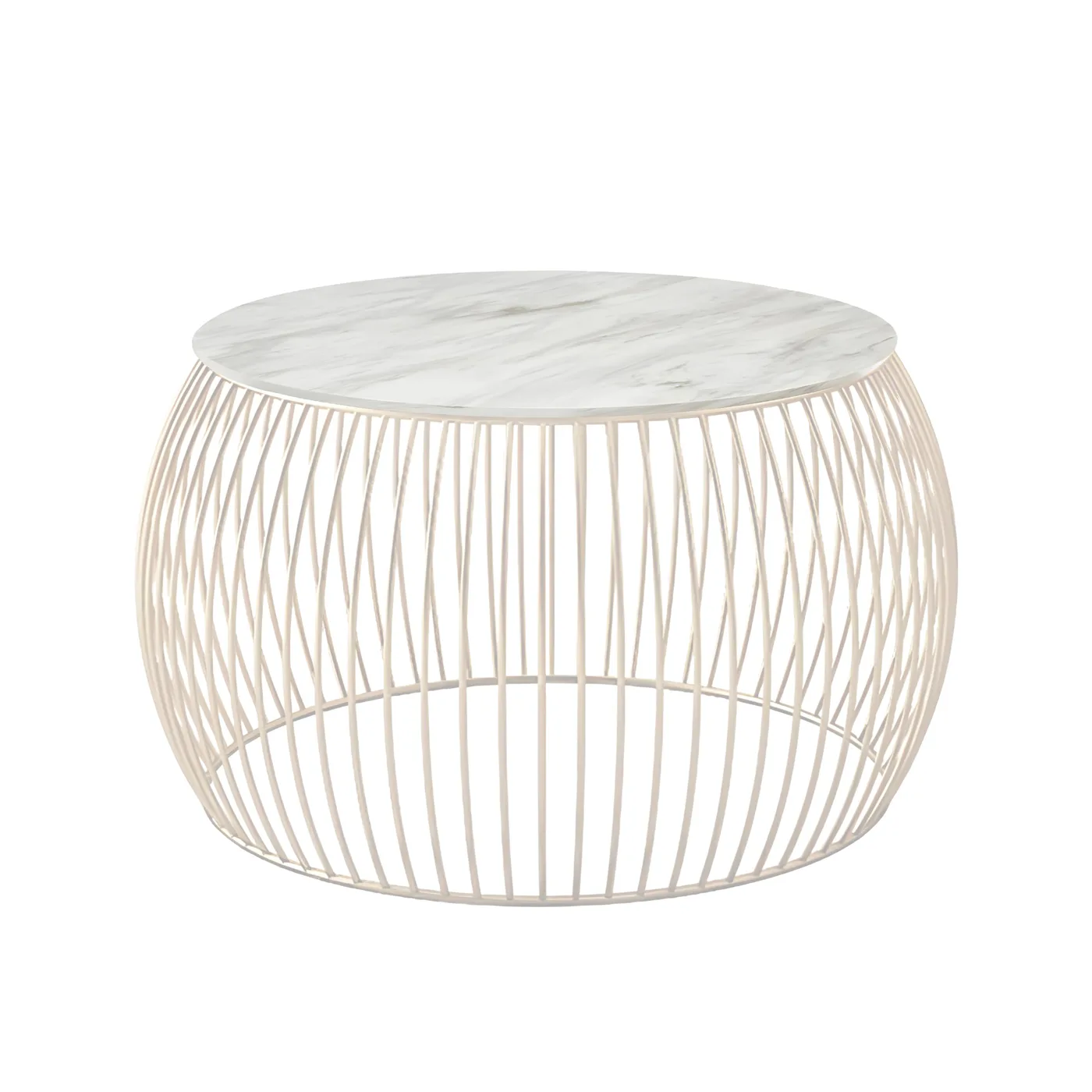 Flared-Wire Coffee Table, White with Marble White · Medium · Option 9