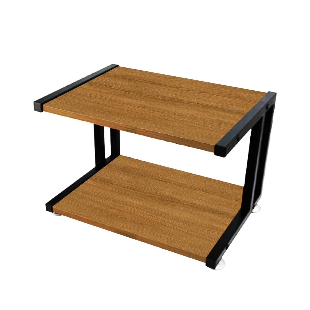 Two-Tier Wooden Printer Stand — Black Options, Black with Wood