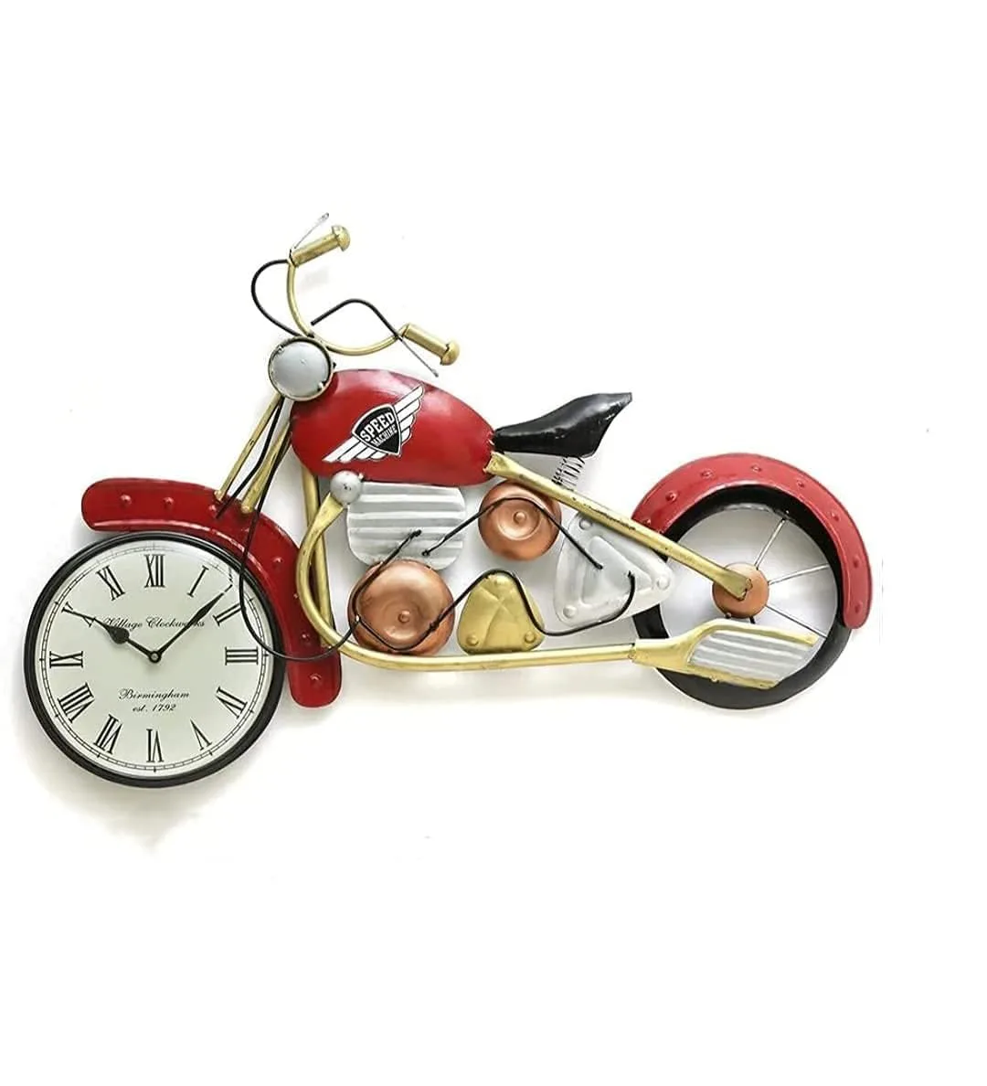 Motorcycle Wall Clock — 27 × 17 in, Red · 27 × 17 in · Modern