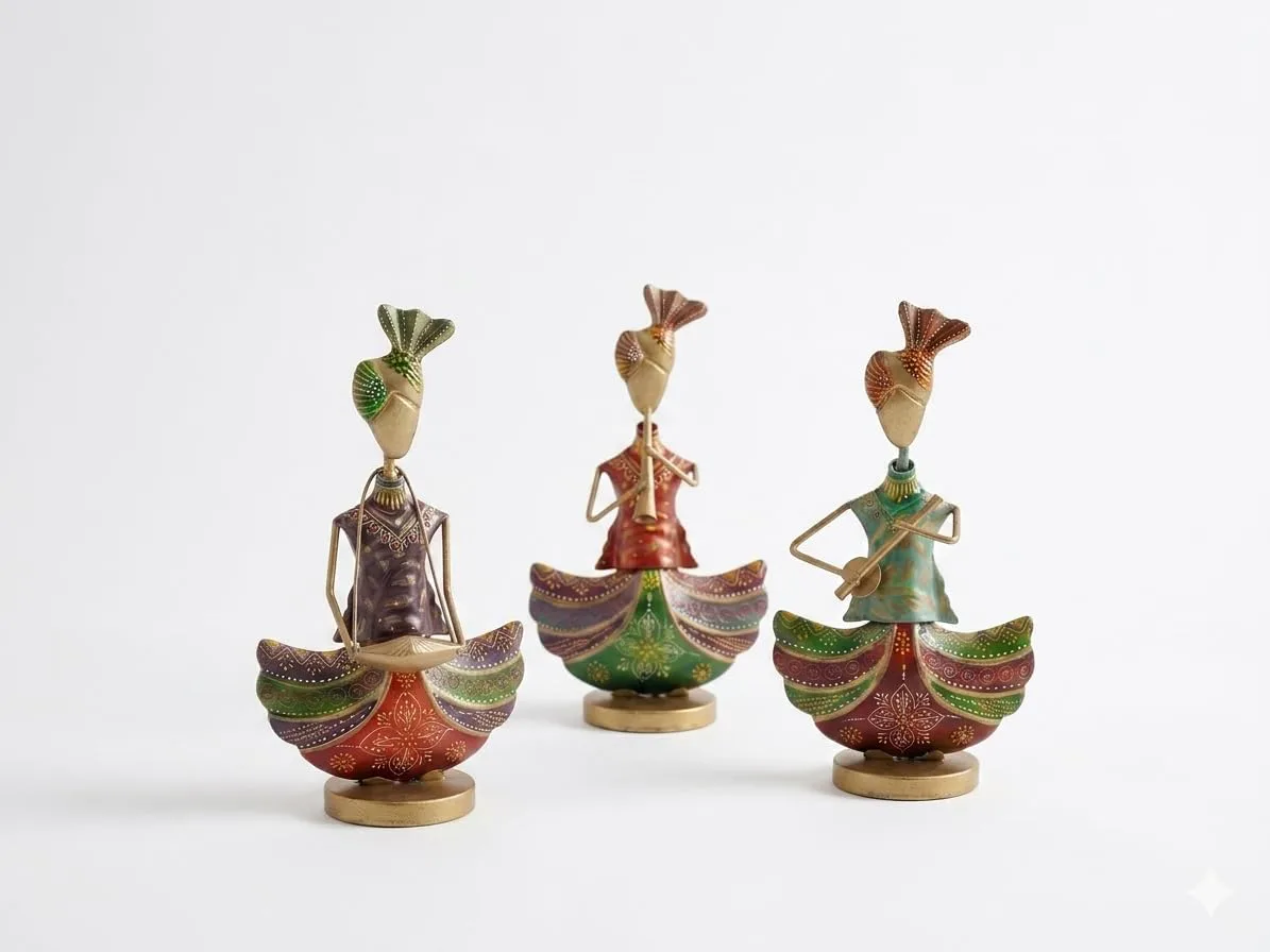 Rajasthani Musician Figurine Set of Three — 8 × 13 in