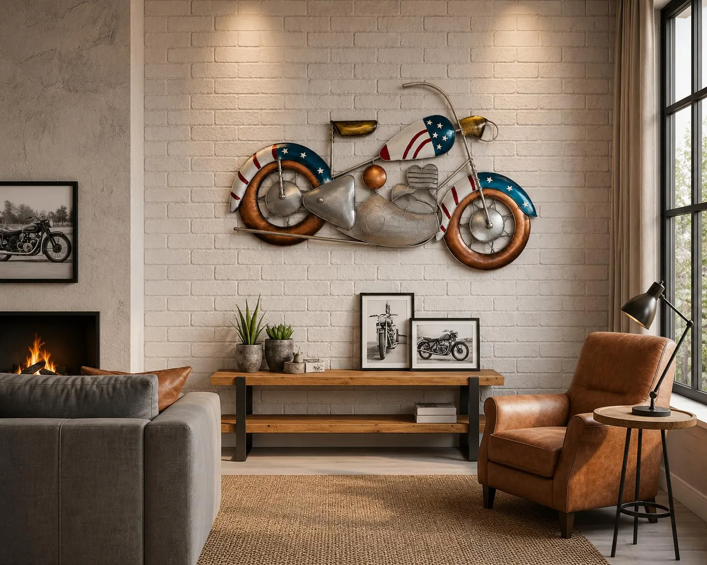 American-Flag Vintage Chopper Wall Art, Multicolour · 31 × 20 in · Vintage