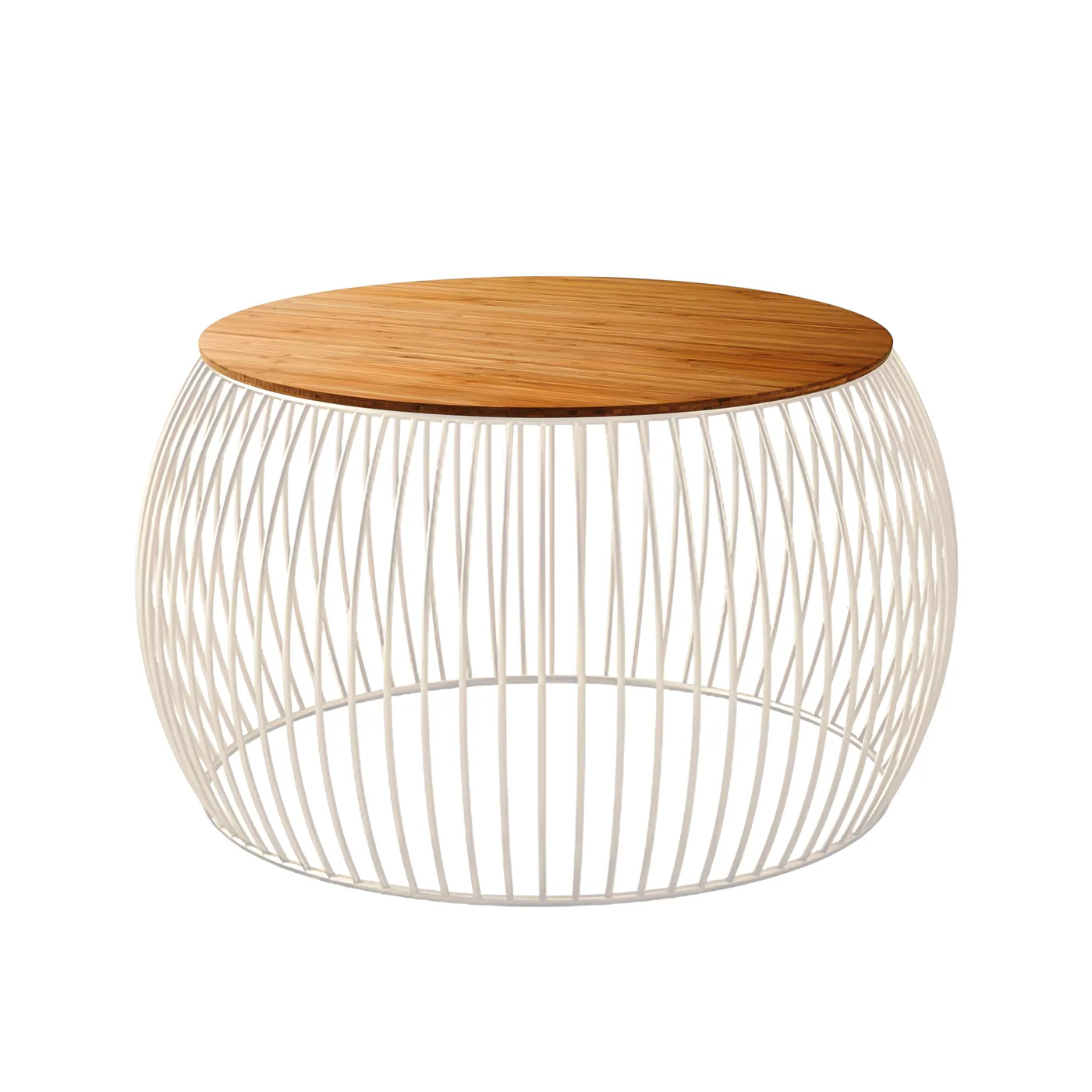 Flared-Wire Coffee Table, White with Wood · Medium · Option 11