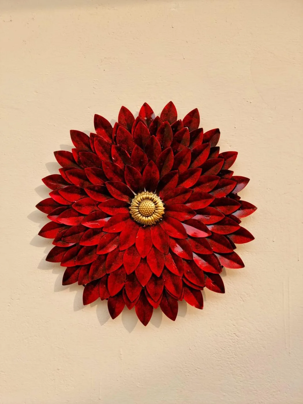 Layered-Petal 3D Flower Wall Art — 24 in, Red