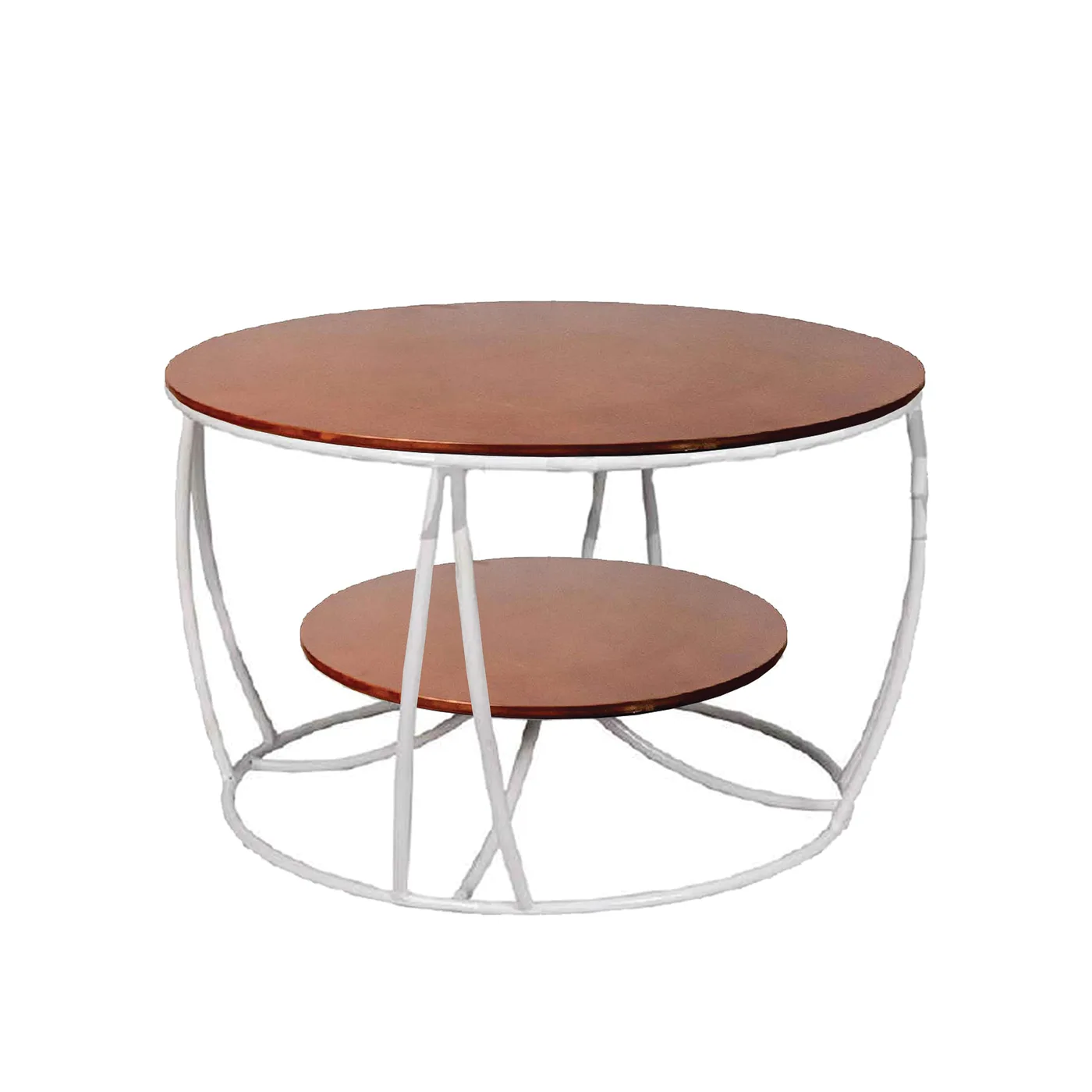 Two-Tier Curved-Frame Coffee Table, White and Gold · Medium