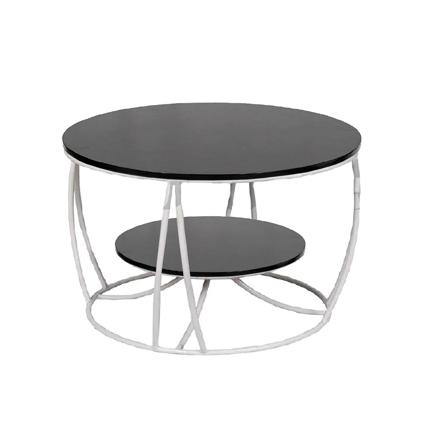 Two-Tier Curved-Frame Coffee Table, White and Black · Medium