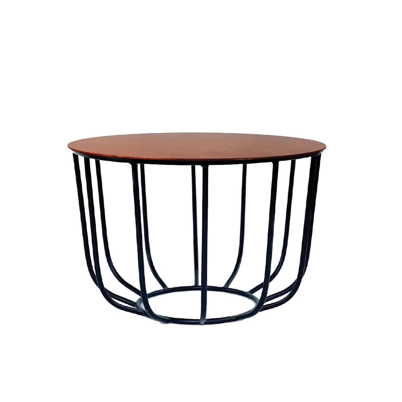 Loop-Frame Round Coffee Table, White and Gold · Medium