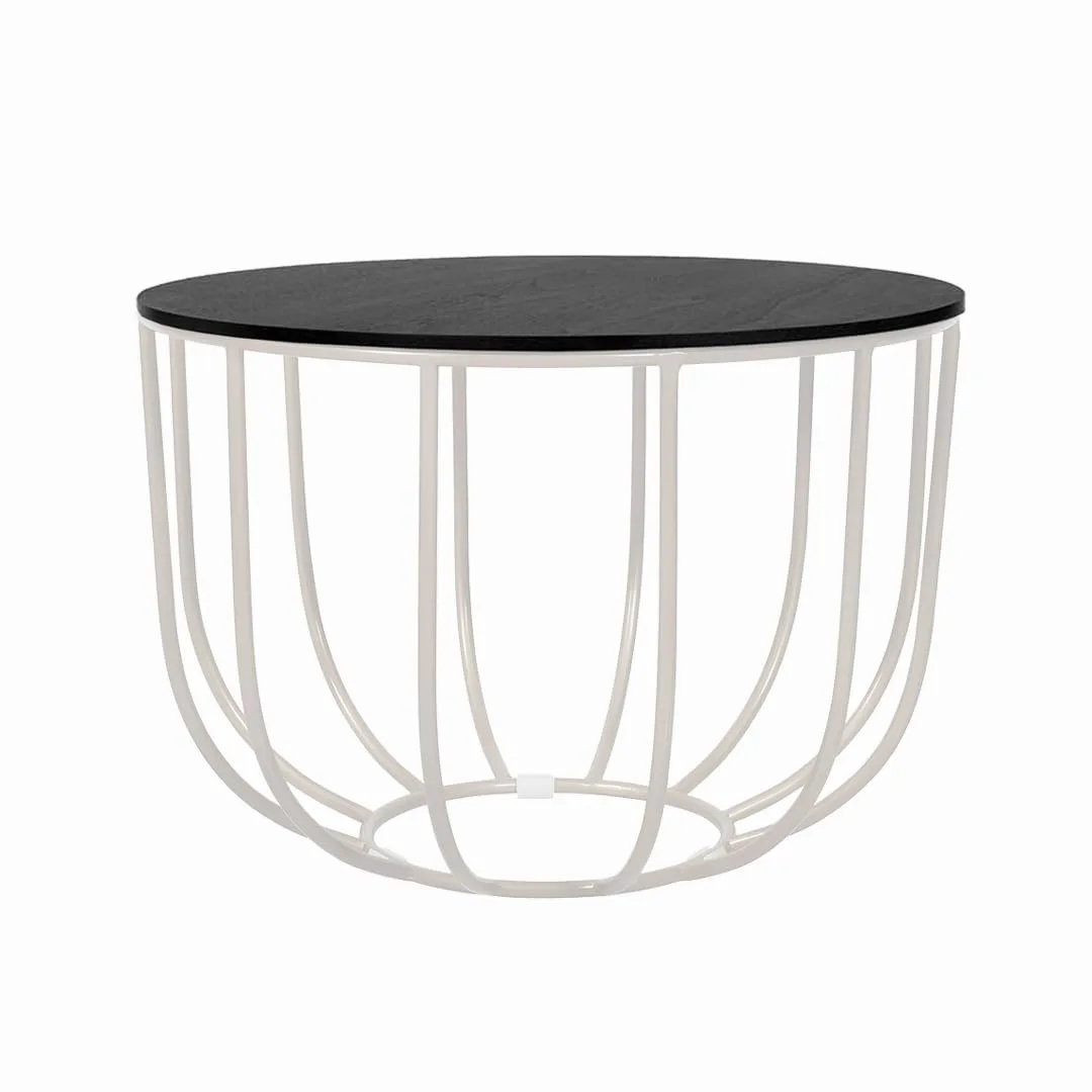 Loop-Frame Round Coffee Table, White with Black