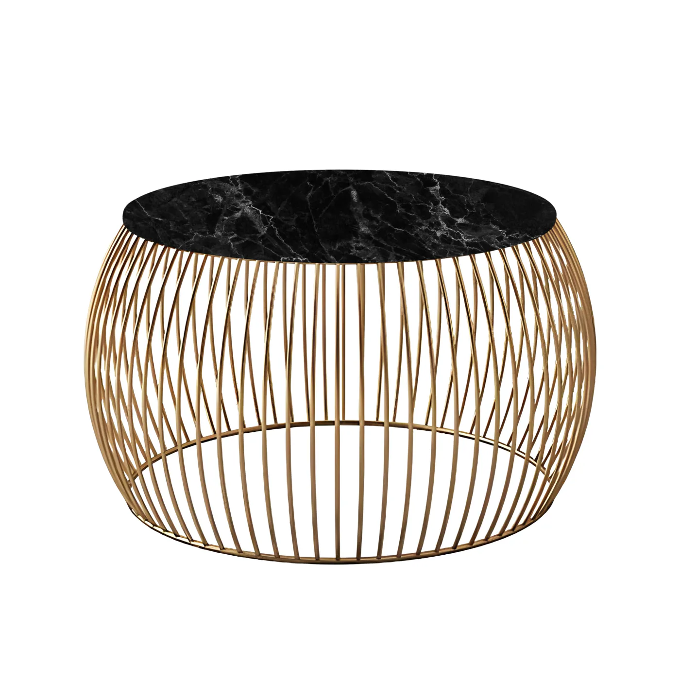 Flared-Wire Coffee Table, Gold with Black Marble · Medium