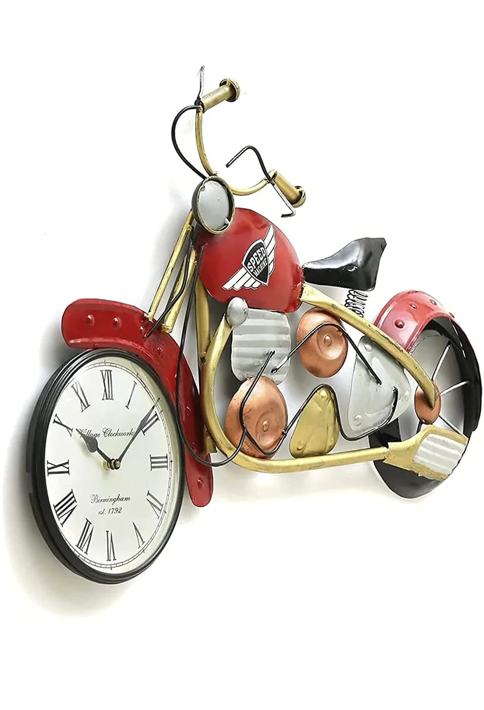 Vintage Motorcycle Wall Clock, Red · 29 × 18 in · Vintage