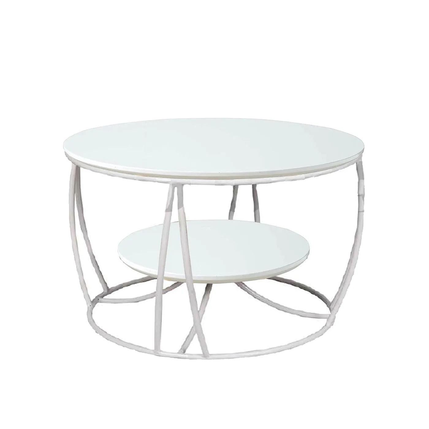 Two-Tier Curved-Frame Coffee Table, White · Medium · Option 9