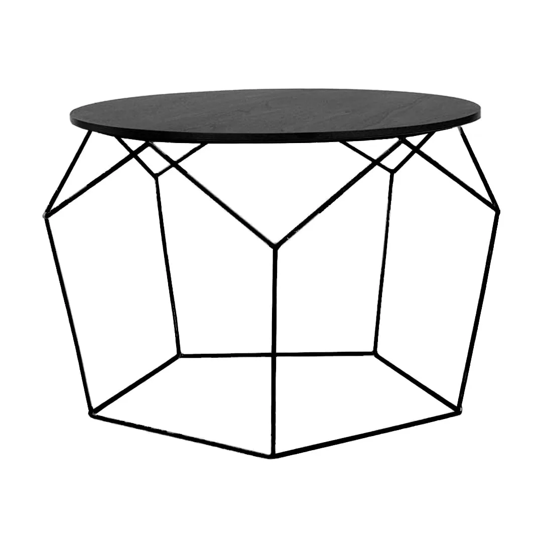 Pentagon-Frame Round Coffee Table, Black with Black · Classic