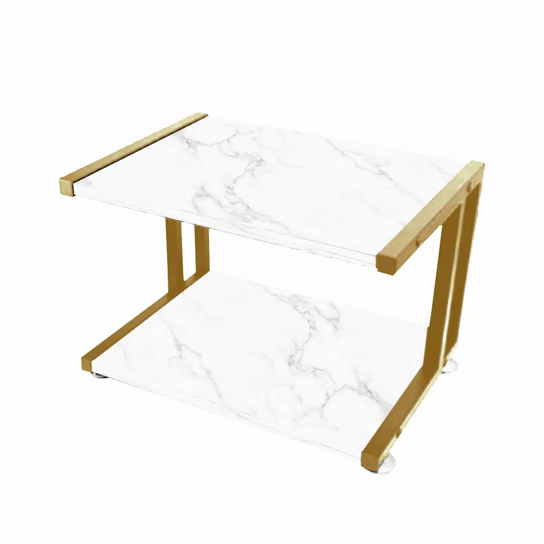 Two-Tier Printer Table, Gold with White