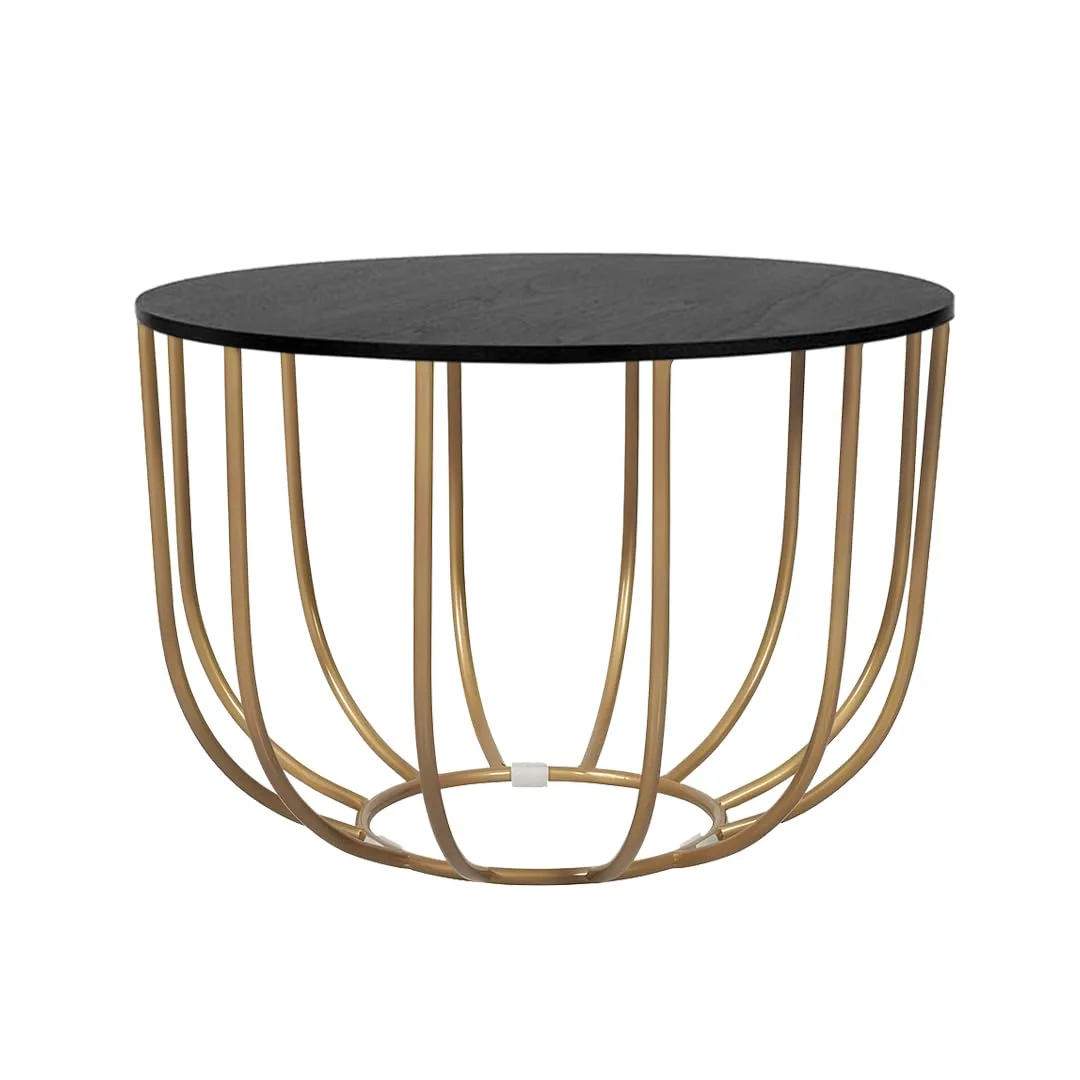 Loop-Frame Round Coffee Table, Gold with Black