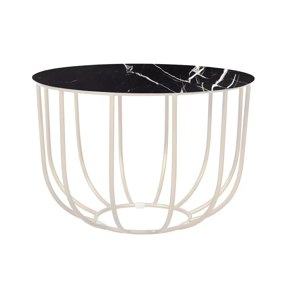 Loop-Frame Round Coffee Table, Black · Medium
