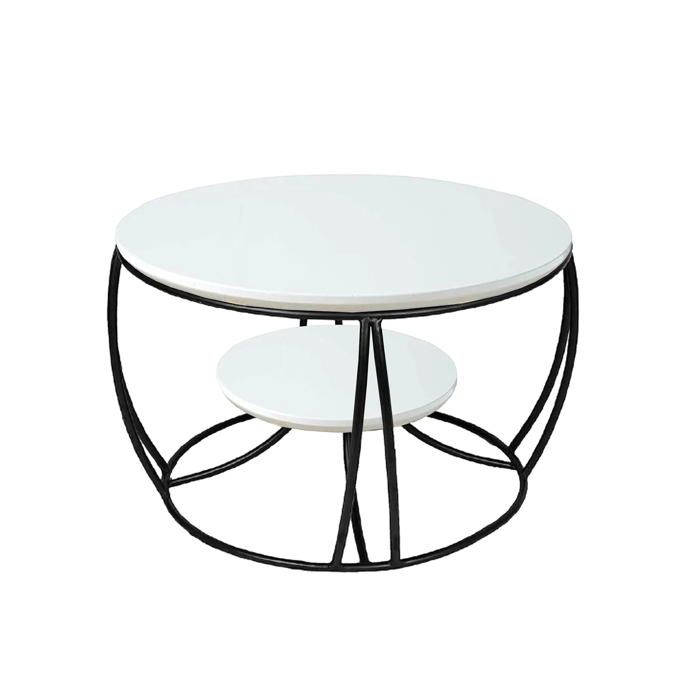 Two-Tier Curved-Frame Coffee Table, Black and White · Medium · Classic