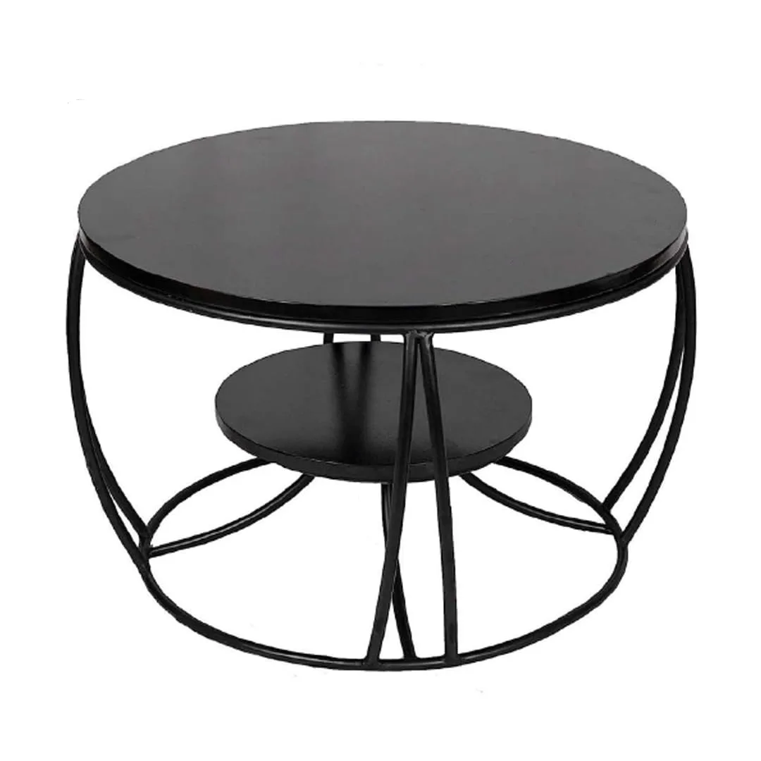 Two-Tier Curved-Frame Coffee Table, Black · Medium · Casual