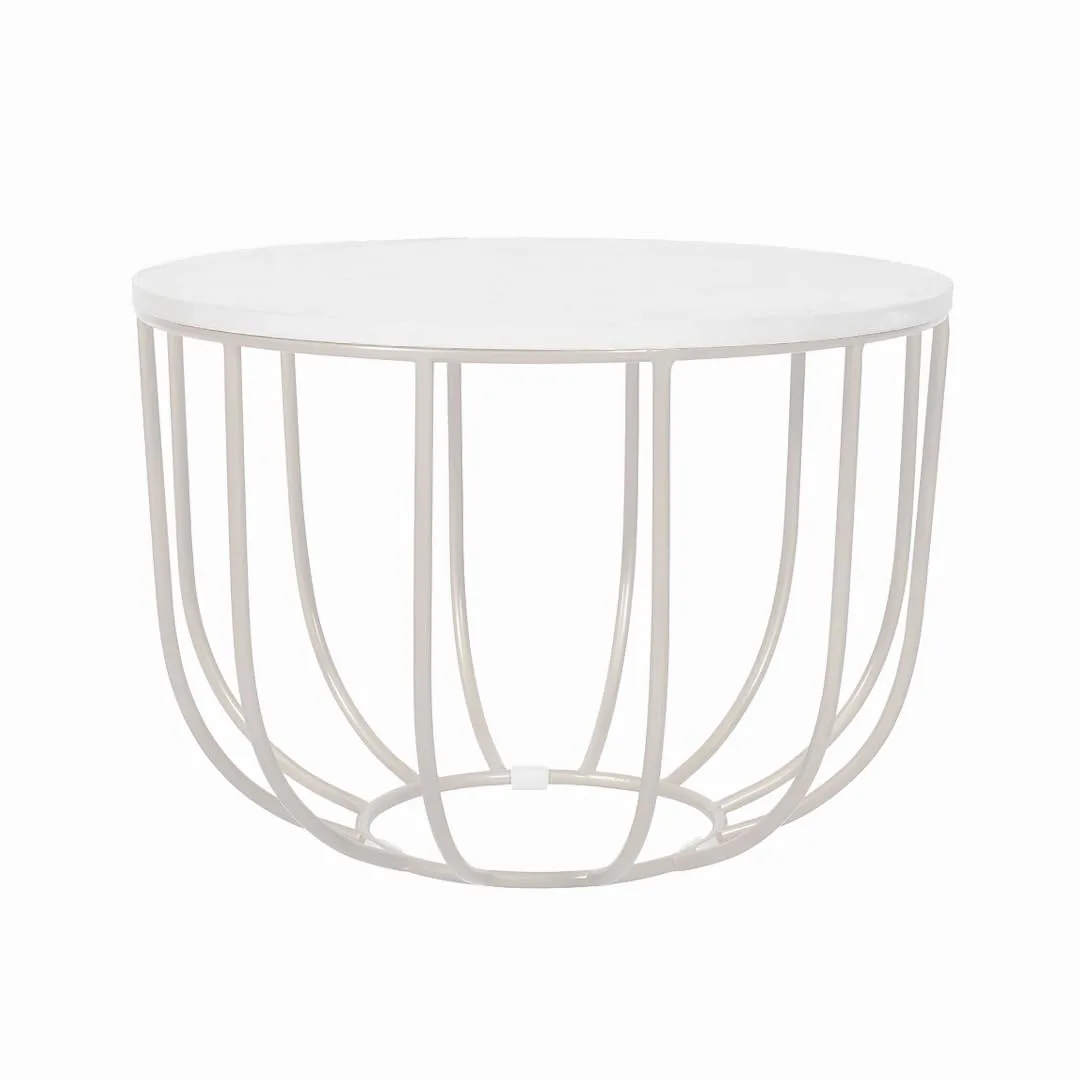 Loop-Frame Round Coffee Table, White
