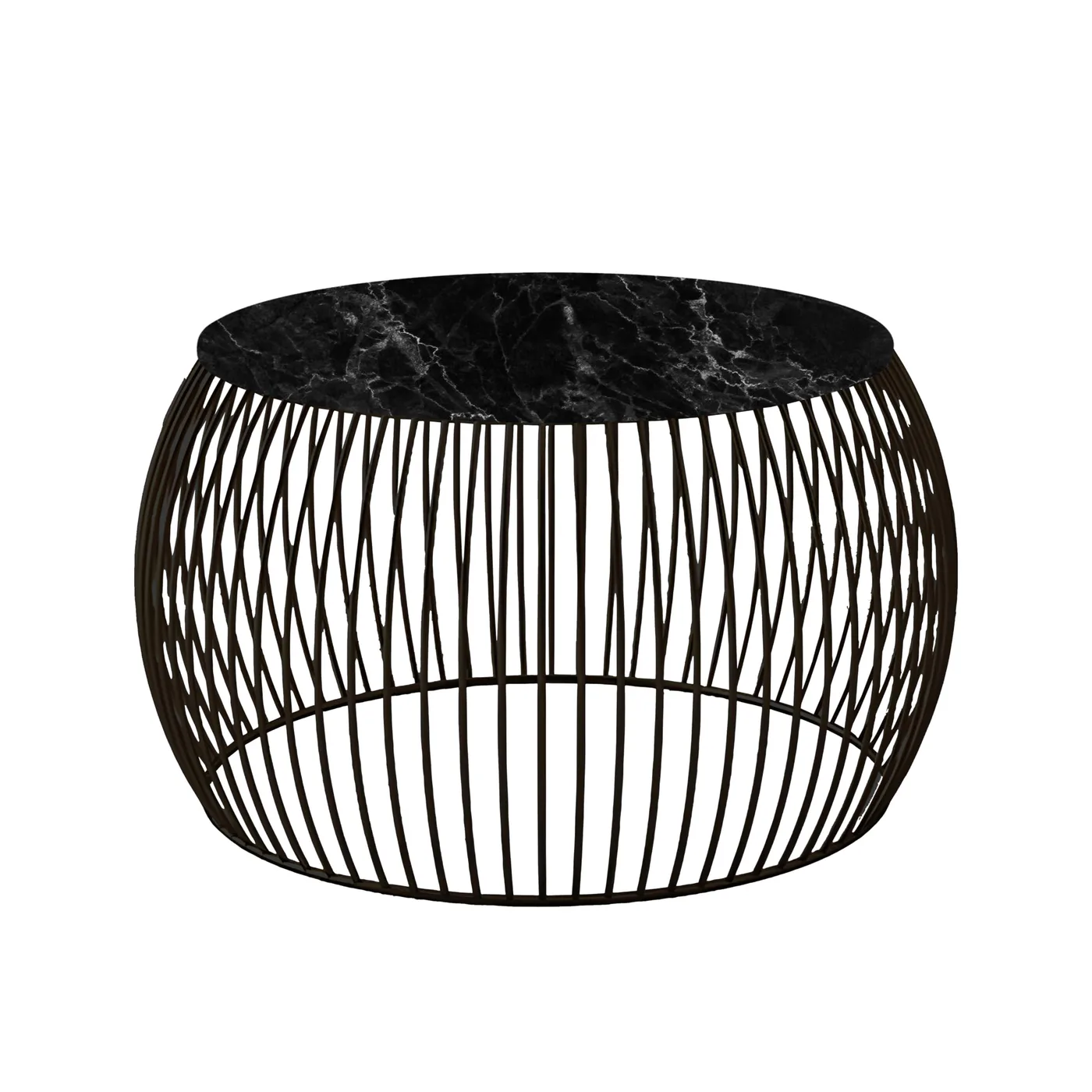 Flared-Wire Coffee Table, Black with Marble Black · Medium