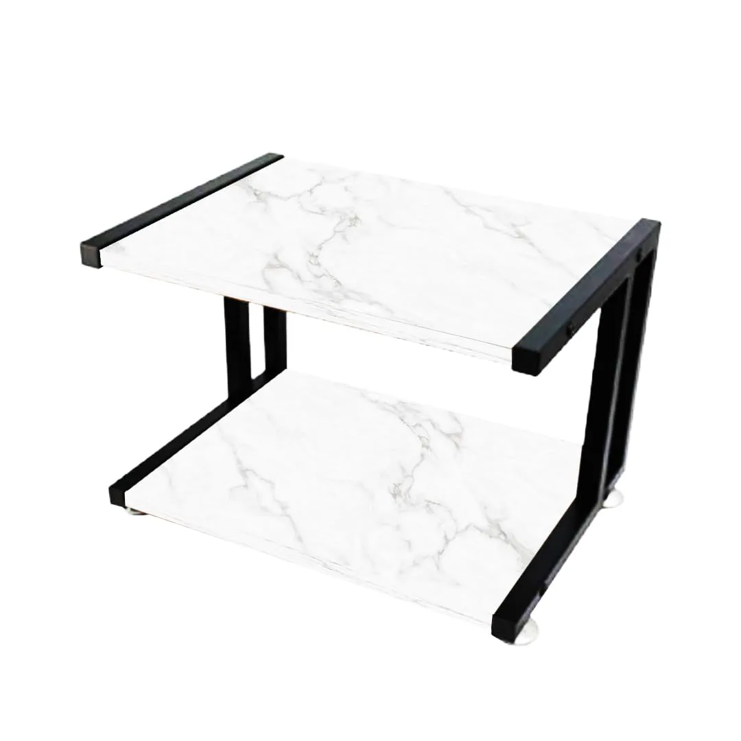 Two-Tier Wooden Printer Stand — Black Options, Black with White