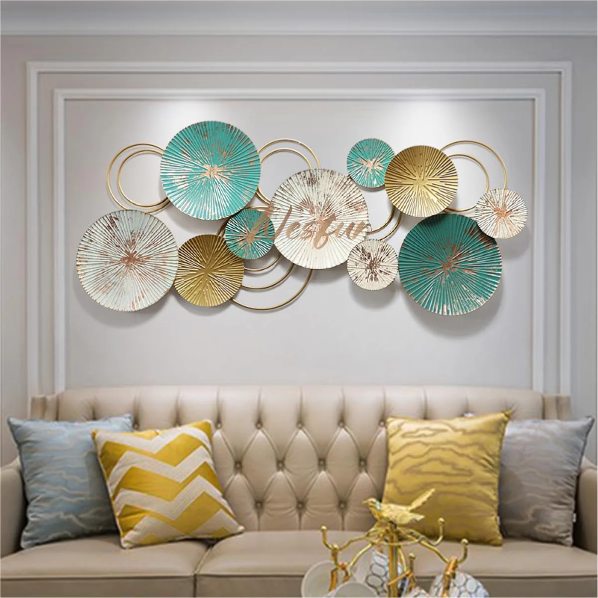 Aurora Multicolour Circle Wall Sculpture — 46 × 19 in