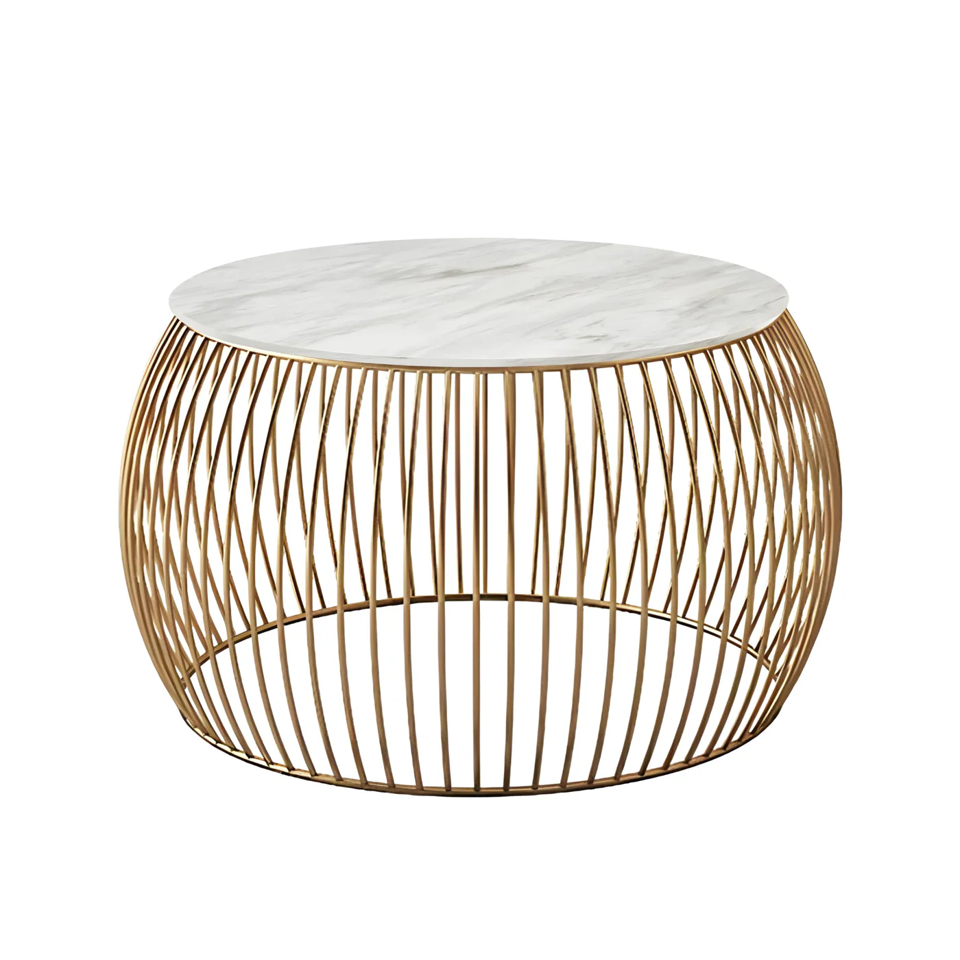 Flared-Wire Coffee Table, Gold with Marble White