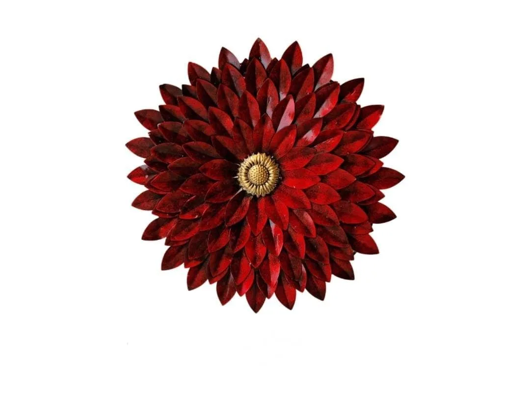Layered-Petal 3D Flower Wall Art — 24 in, Red · 24 × 24 × 3 in · Modern