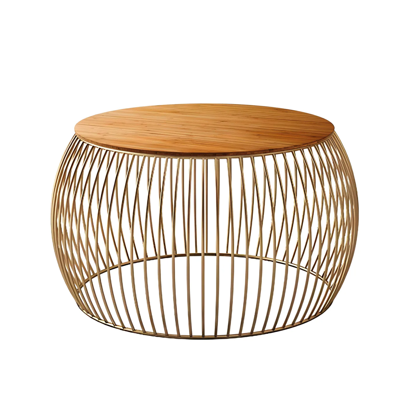 Flared-Wire Coffee Table, Gold with Wood · Medium · Option 3